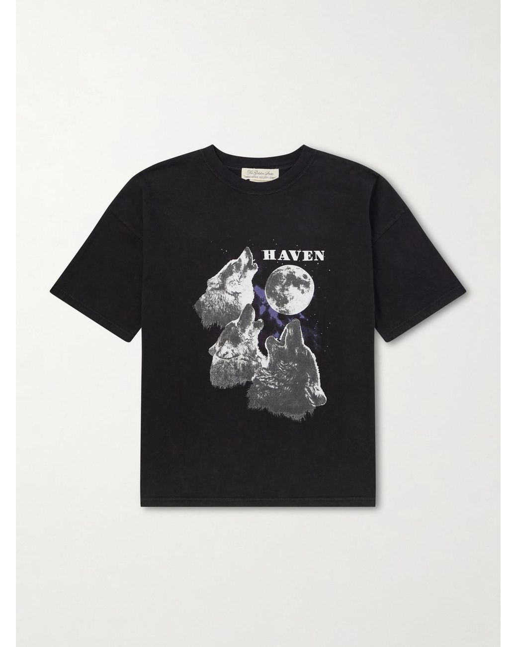 Remi Relief Black Howling Wolves Printed Cotton-Jersey T-Shirt for men