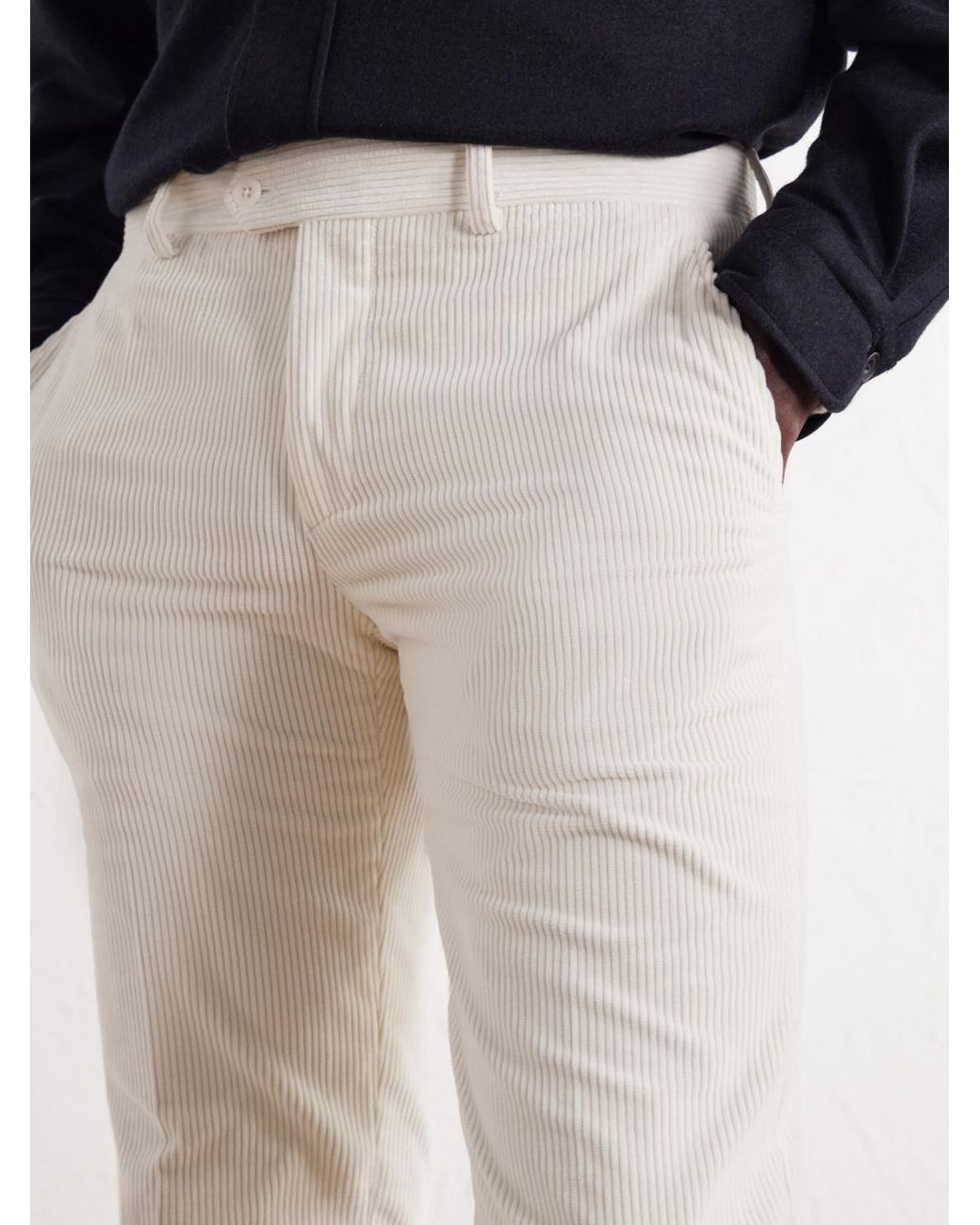 Rubinacci White Modaluca Tapered Cotton-Corduroy Trousers for men