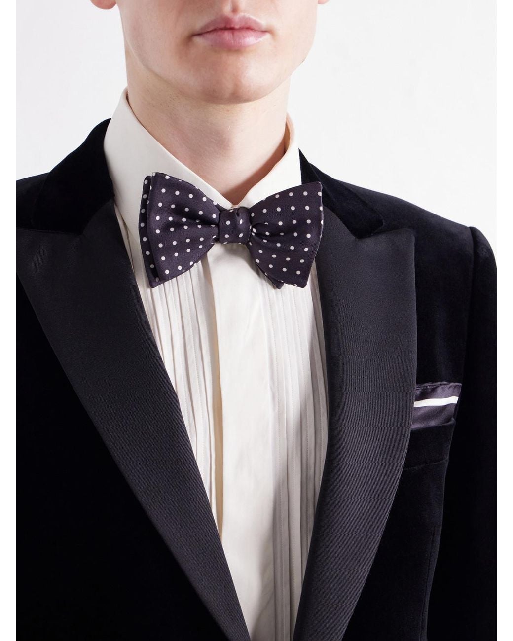 Favourbrook Blue Party Pre-Tied Polka-Dot Silk Bow Tie for men