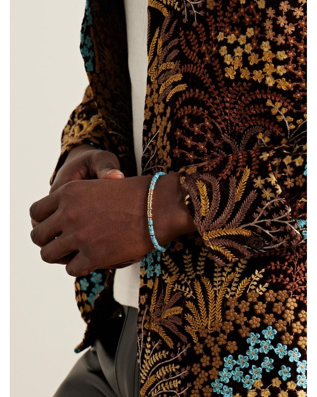 John Hardy Black Gold Turquoise Heishi Beaded Bracelet for men