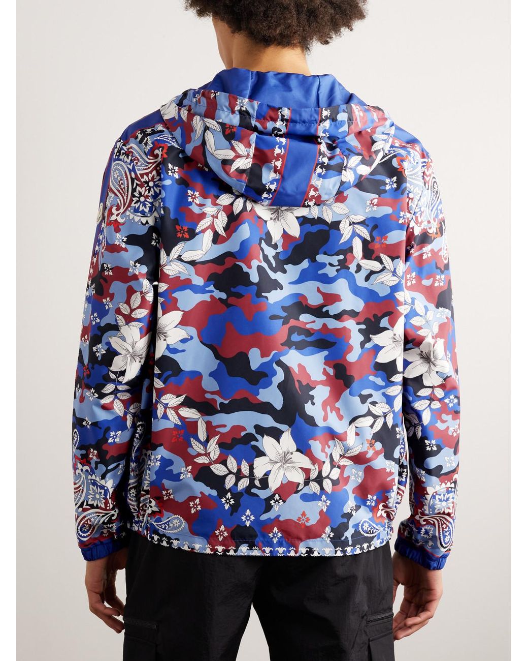Moncler Blue Hotay Printed Ripstop Hooded Jacket for men