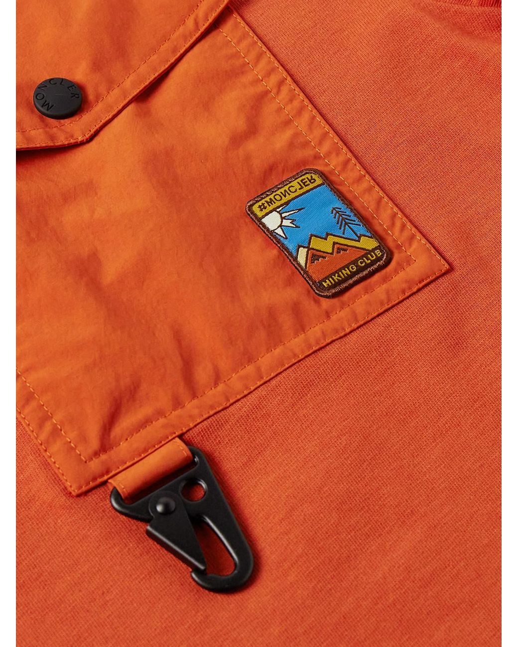 Moncler Orange Logo-appliquéd Shell-trimmed Combed Cotton-jersey T-shirt for men