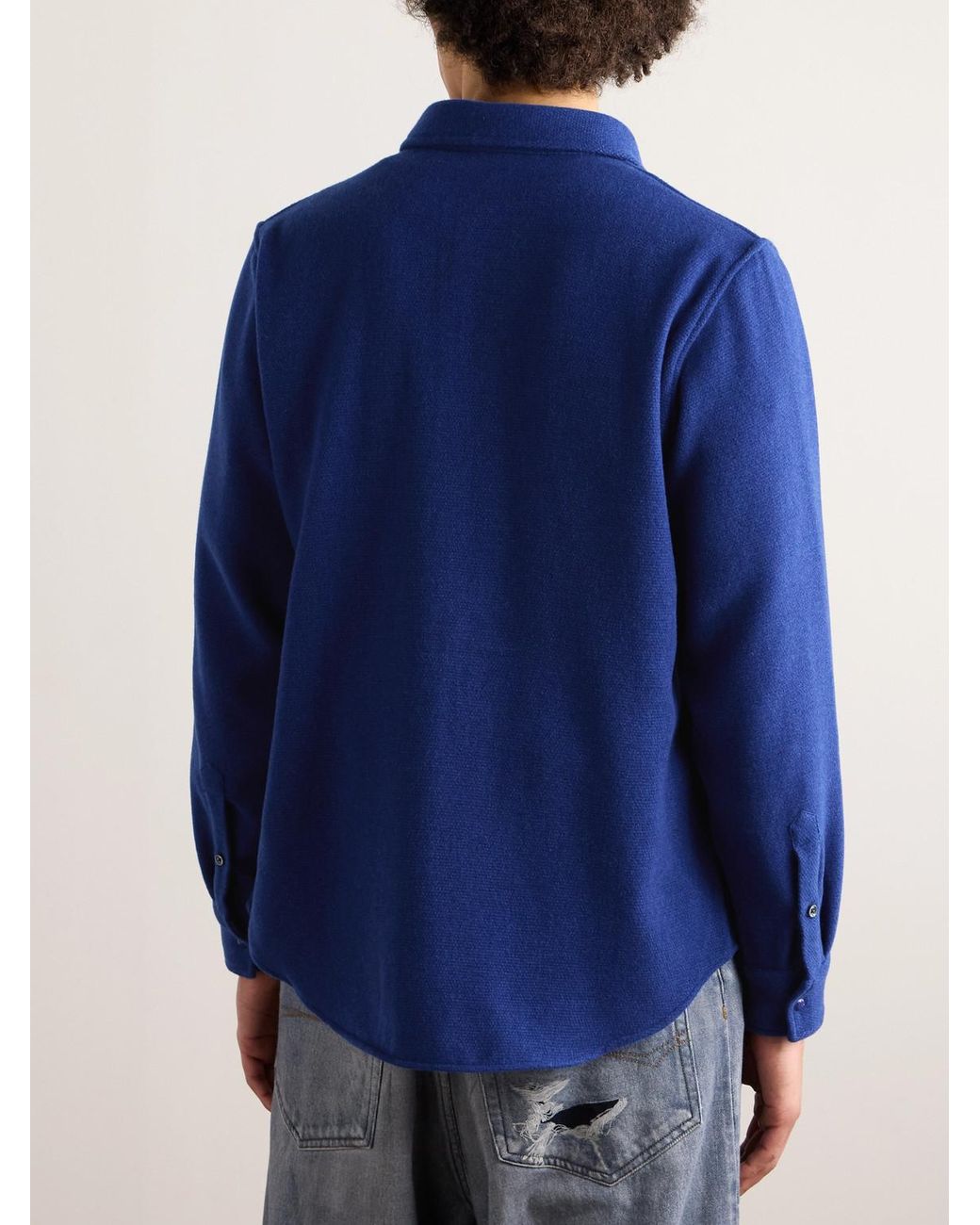 God's True Cashmere Blue Cashmere Shirt for men