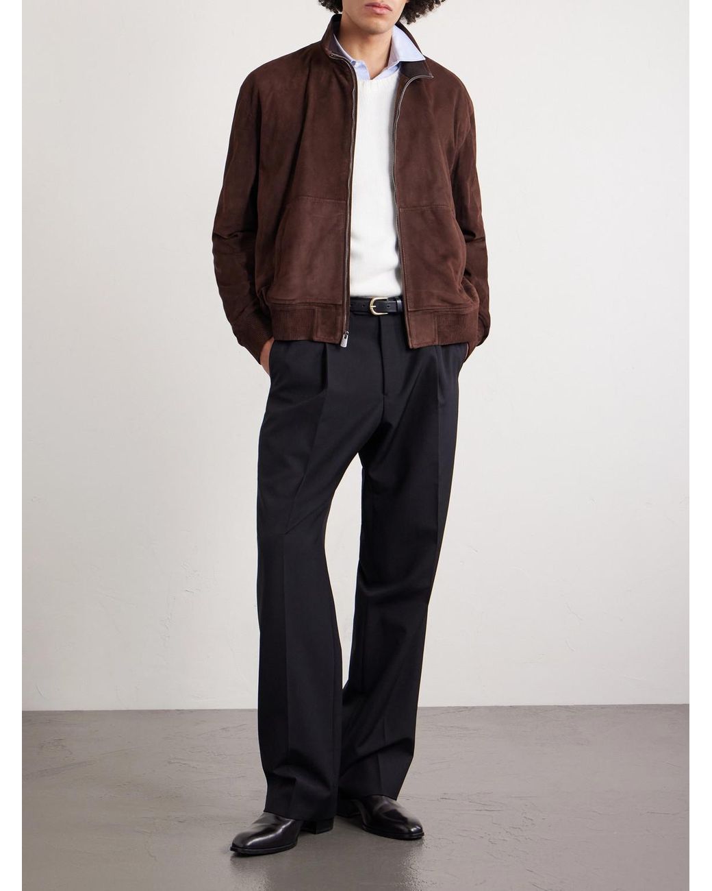 Ralph Lauren Brown Suede Bomber Jacket for men