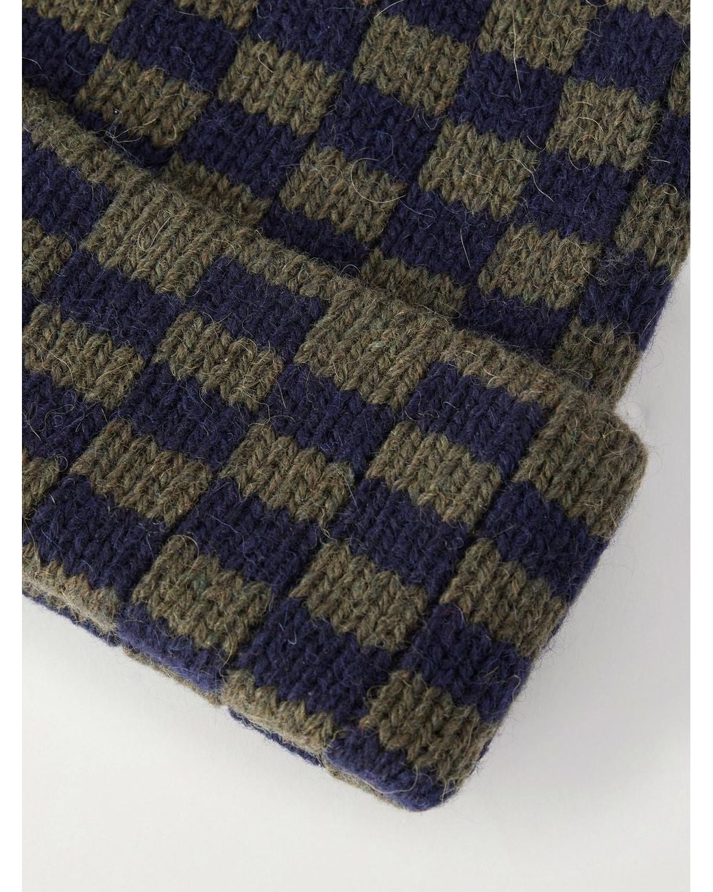 A Kind Of Guise Black Ajedrez Checkerboard Alpaca And Merino Wool-Blend Beanie for men