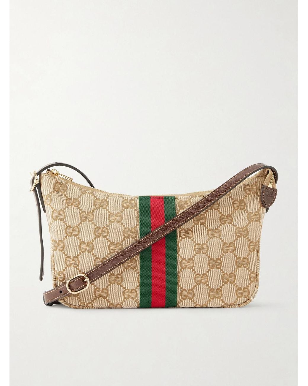 Gucci Natural Lunetta Leather-Trimmed Canvas-Jacquard Shoulder Bag for men