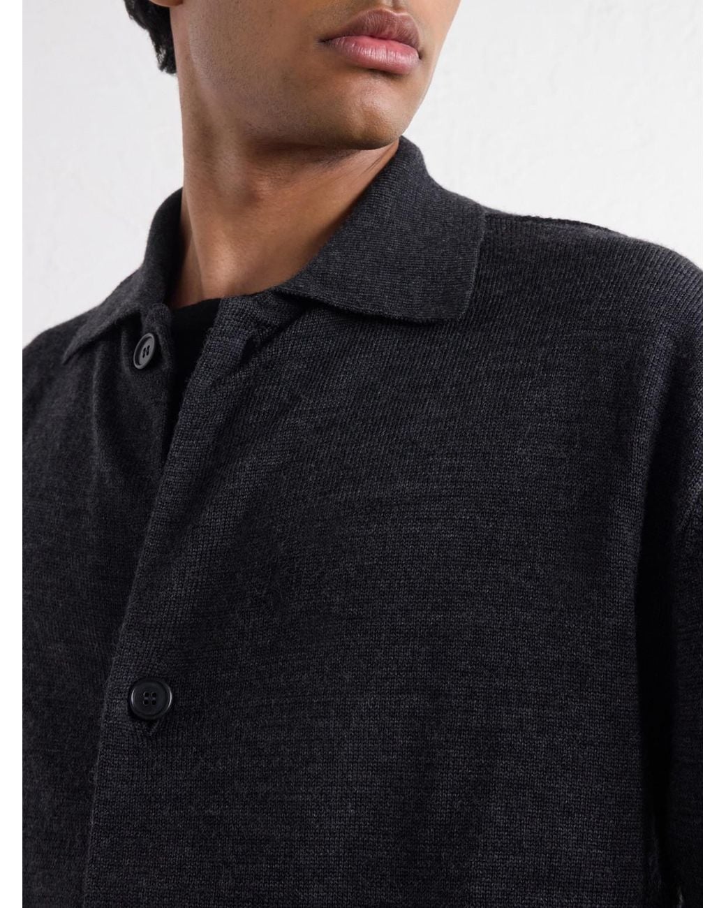 Margaret Howell Blue Merino Wool Cardigan for men