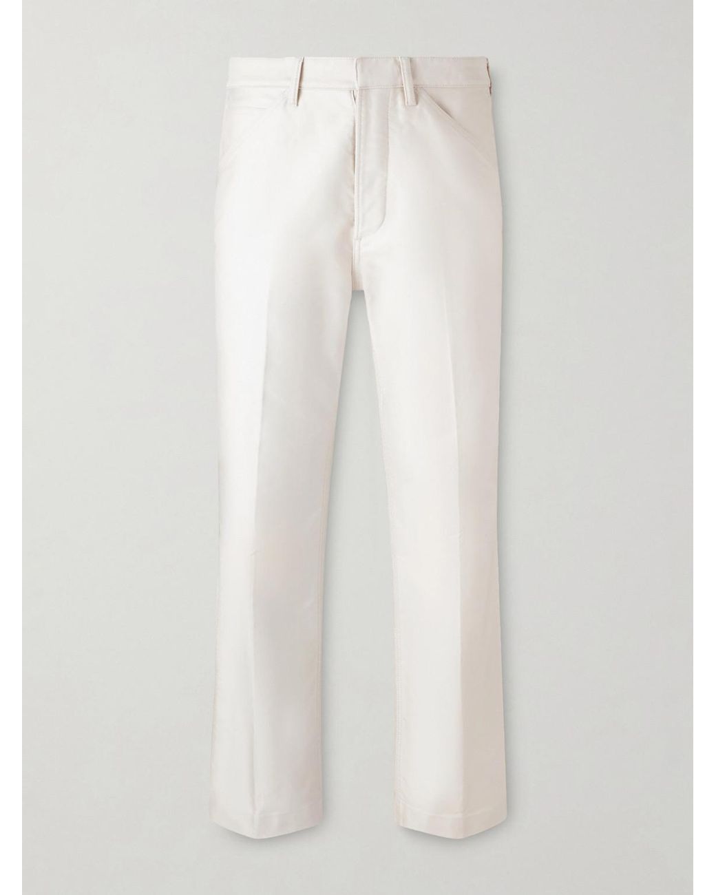 Tom Ford White Straight-Leg Cotton-Satin Trousers for men