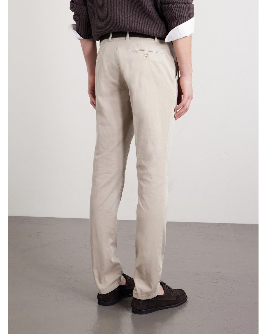 Canali Natural Tapered Cotton-blend Twill Chinos for men