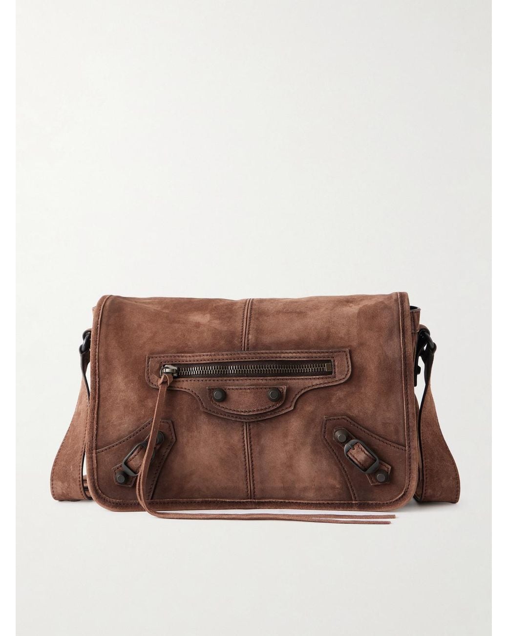 Balenciaga Brown Le City Flap Messenger Leather Bag for men