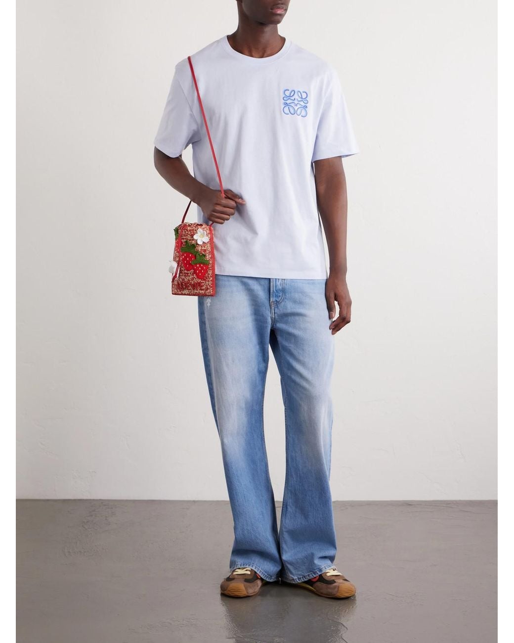 Loewe White Paula's Ibiza Logo-embroidered Cotton T-shirt for men