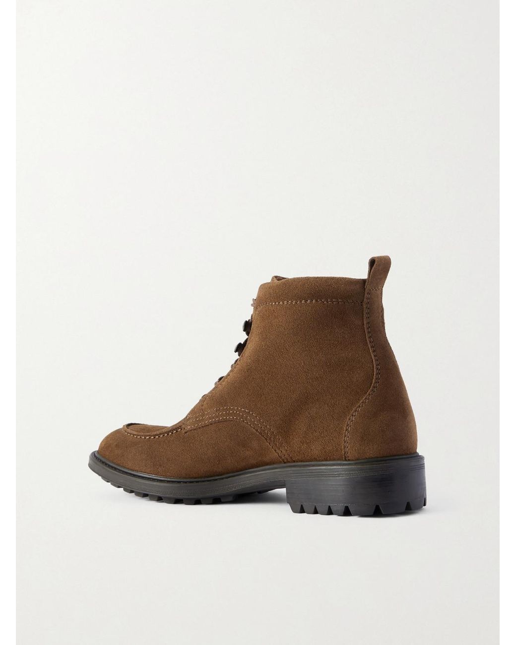 Ghiaia Brown Logo-Appliquéd Suede Boots for men