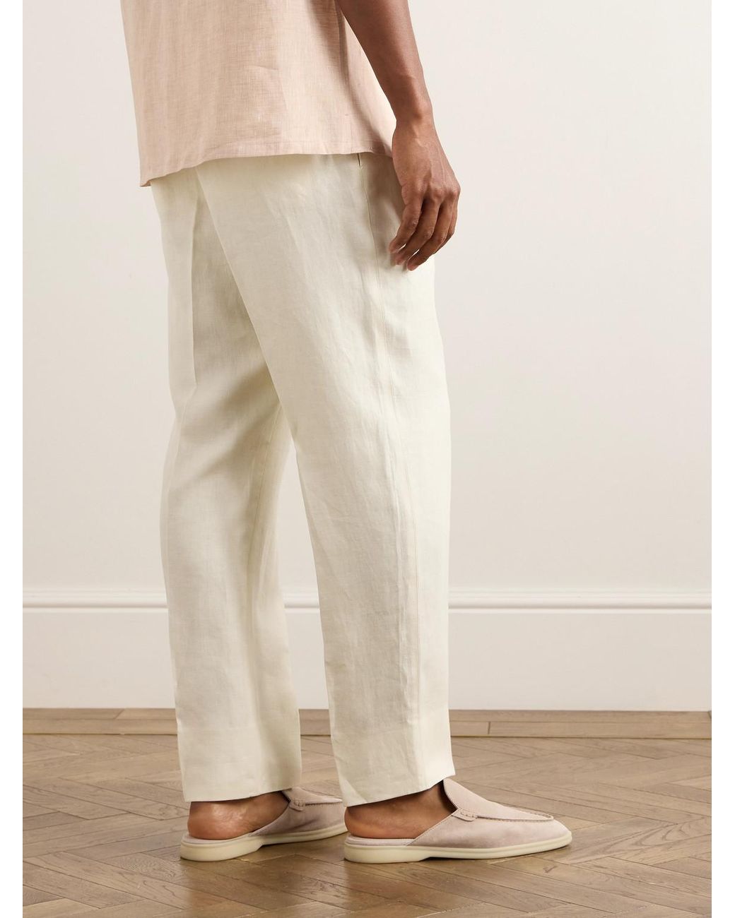 Zegna Natural Tapered Oasi Linen Trousers for men