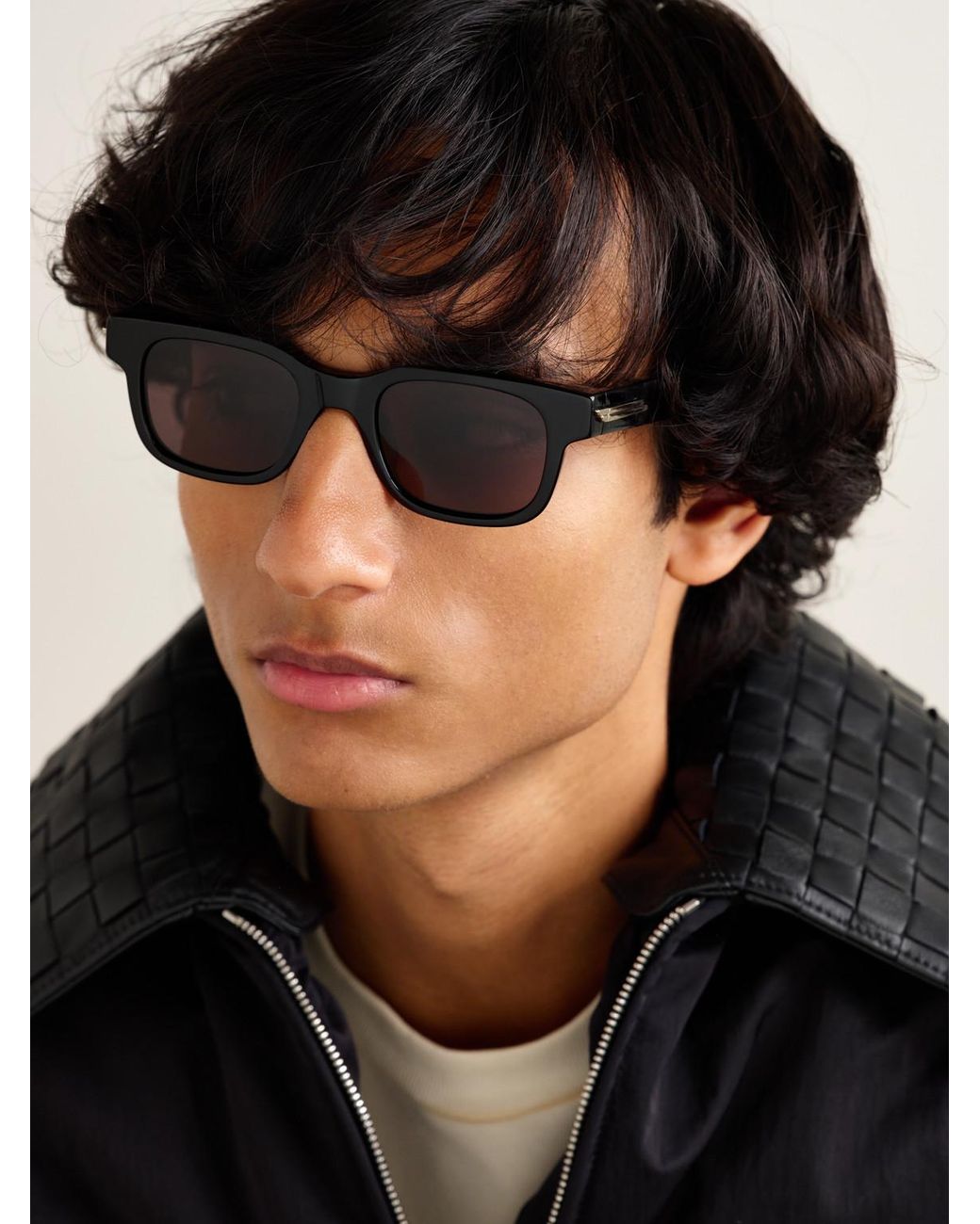 Bottega Veneta Black Square-Frame Acetate Sunglasses for men