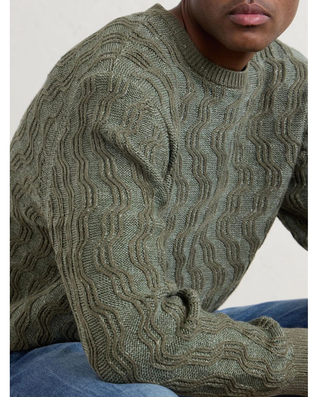 Aimé Leon Dore Green Cable-Knit Cotton-Blend Sweater for men