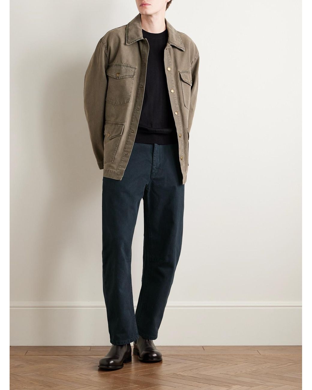 Nili Lotan Blue Emir Straight-Leg Cotton-Blend Twill Trousers for men