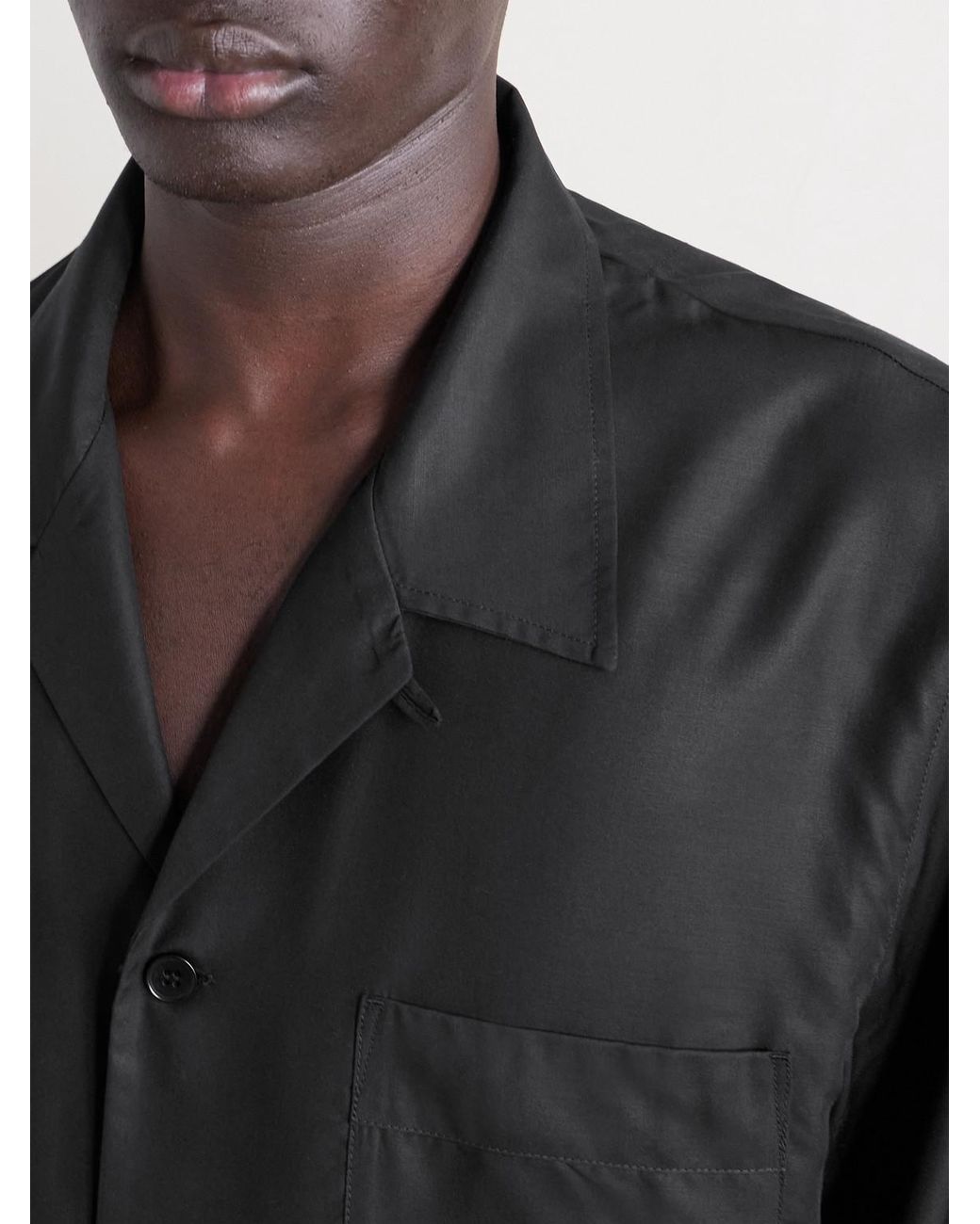 Camp-Collar Lyocell Pyjama Shirt di CDLP in Black da Uomo