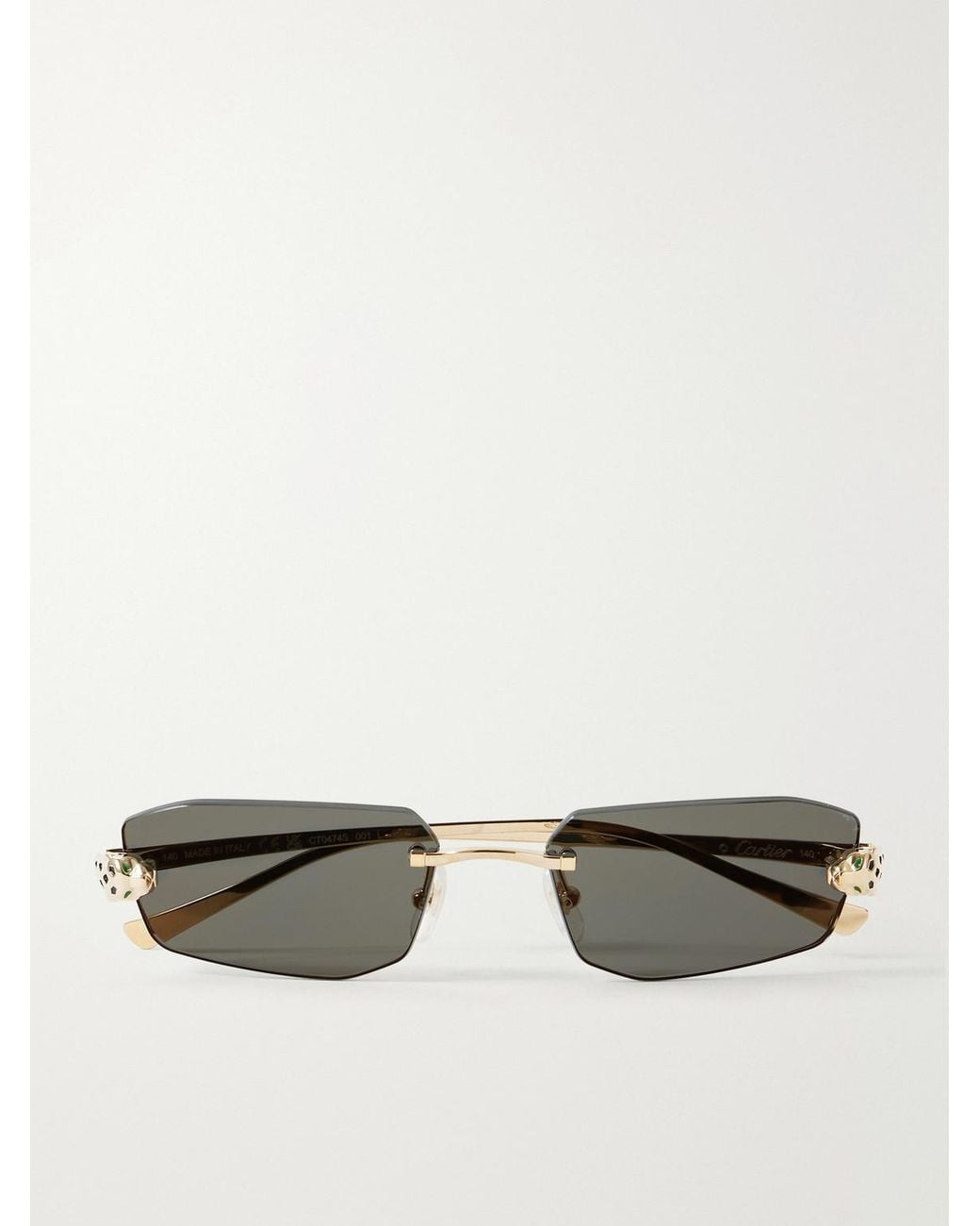 Cartier Metallic Panthère De Cartier Rimless Square-Frame-Tone Metal Sunglasses for men
