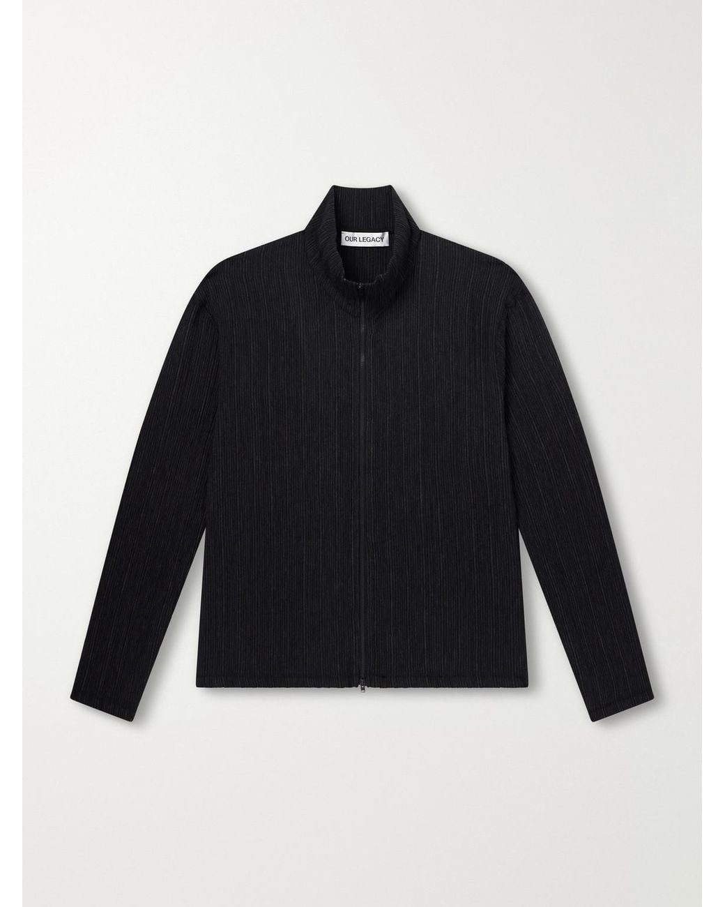 Our Legacy Blue Shrunken Plissé-Jersey Zip-Up Cardigan for men