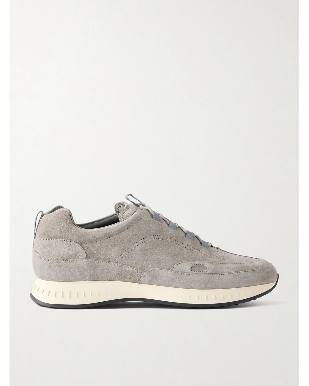 John Lobb White Laced Stream Suede Sneakers for men