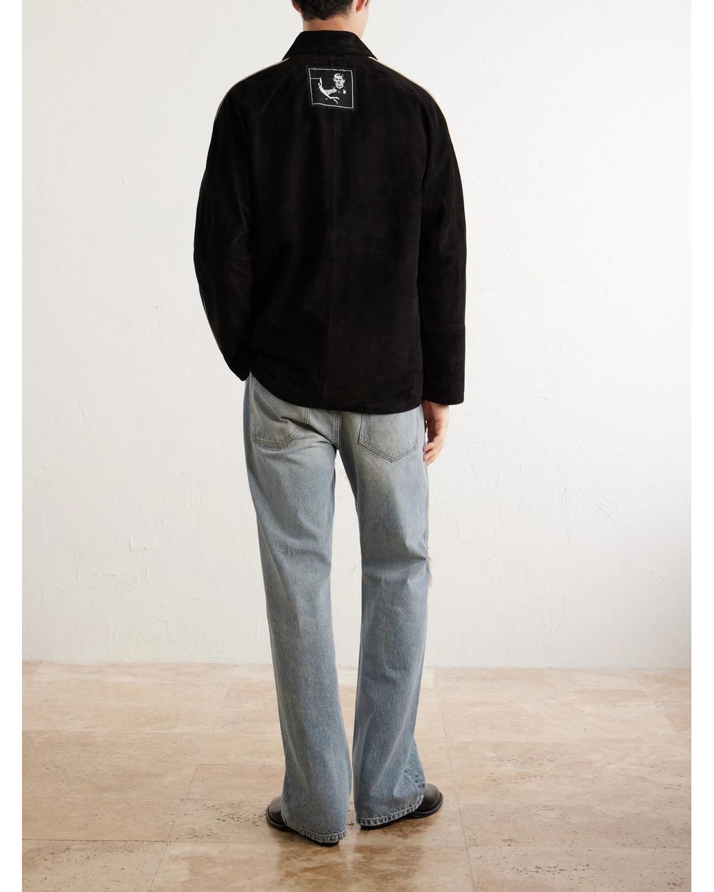 Enfants Riches Deprimes Black Académie Embellished Suede Jacket for men