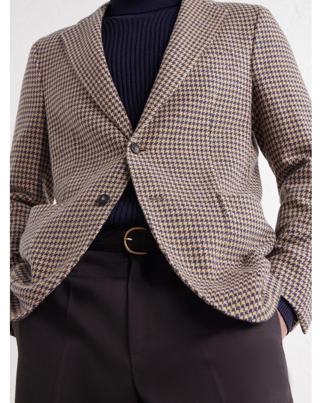 Slowear Brown Incotex Houndstooth Virgin Wool Blazer for men