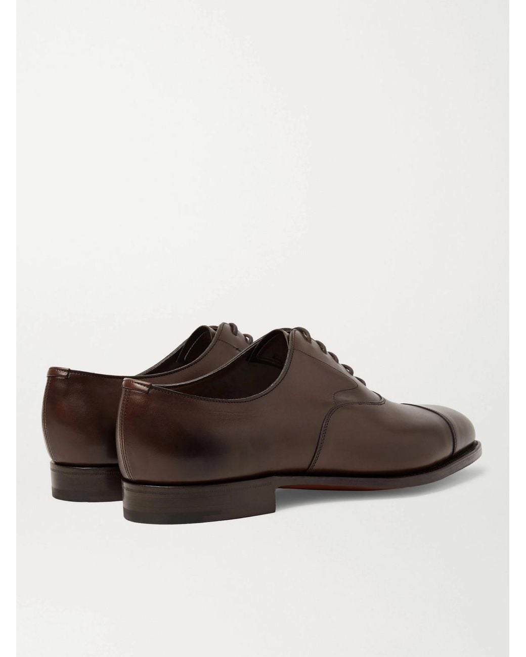 Edward Green Brown Chelsea Cap-toe Burnished-leather Oxford Shoes for men