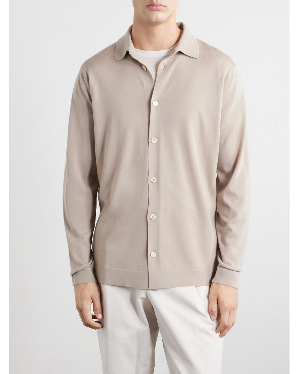 Lardini White Virgin Wool Polo Shirt for men