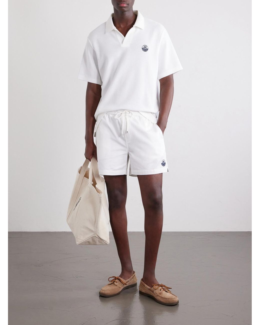 FRAME White Logo-Embroidered Cotton-Piqué Polo Shirt for men