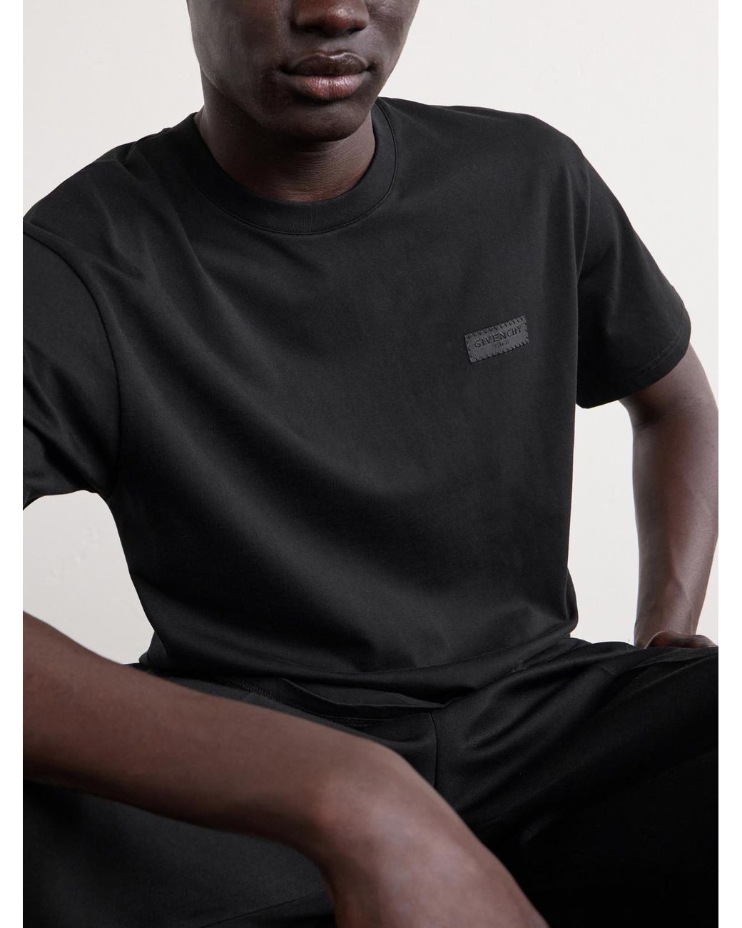 Givenchy Black Logo-Appliquéd Cotton-Jersey T-Shirt for men