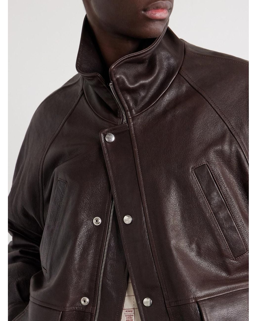 Enfants Riches Deprimes Brown Prince Phillip's Childhood Panelled Full-Grain Leather Jacket for men