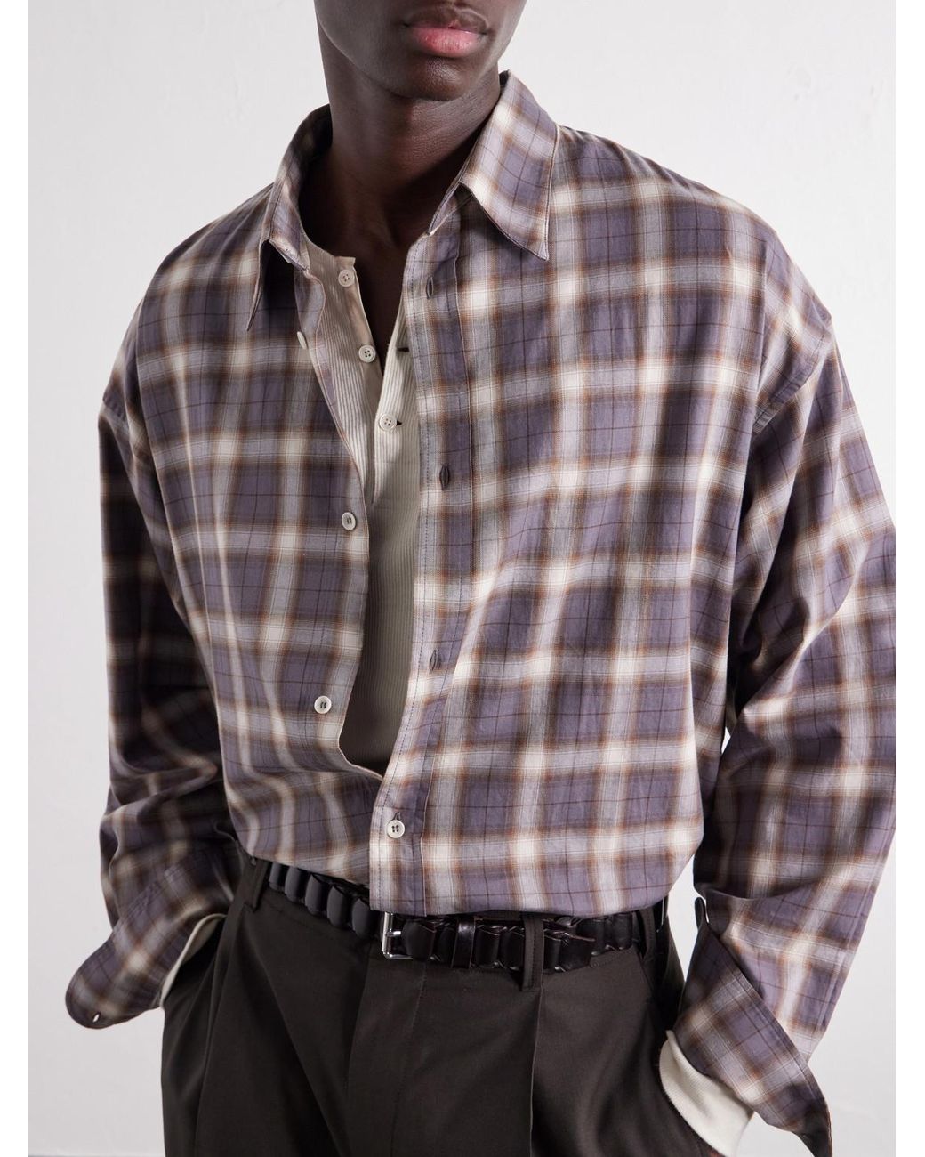 SAGE NATION White Chisholm Checked Flannel Shirt for men