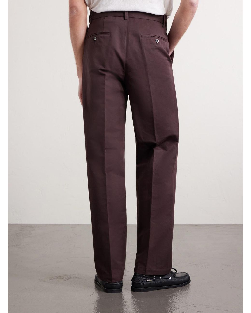 Altea Purple Orval Straight-Leg Cotton And Linen-Blend Gabardine Trousers for men
