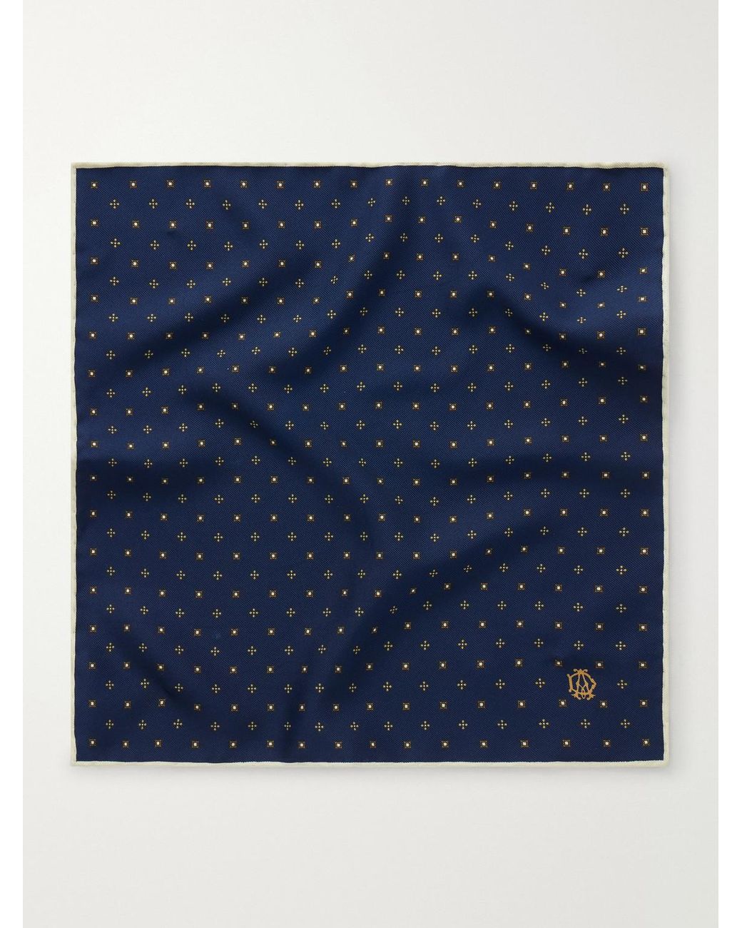 Dunhill Blue Floral-Jacquard Silk Pocket Square for men
