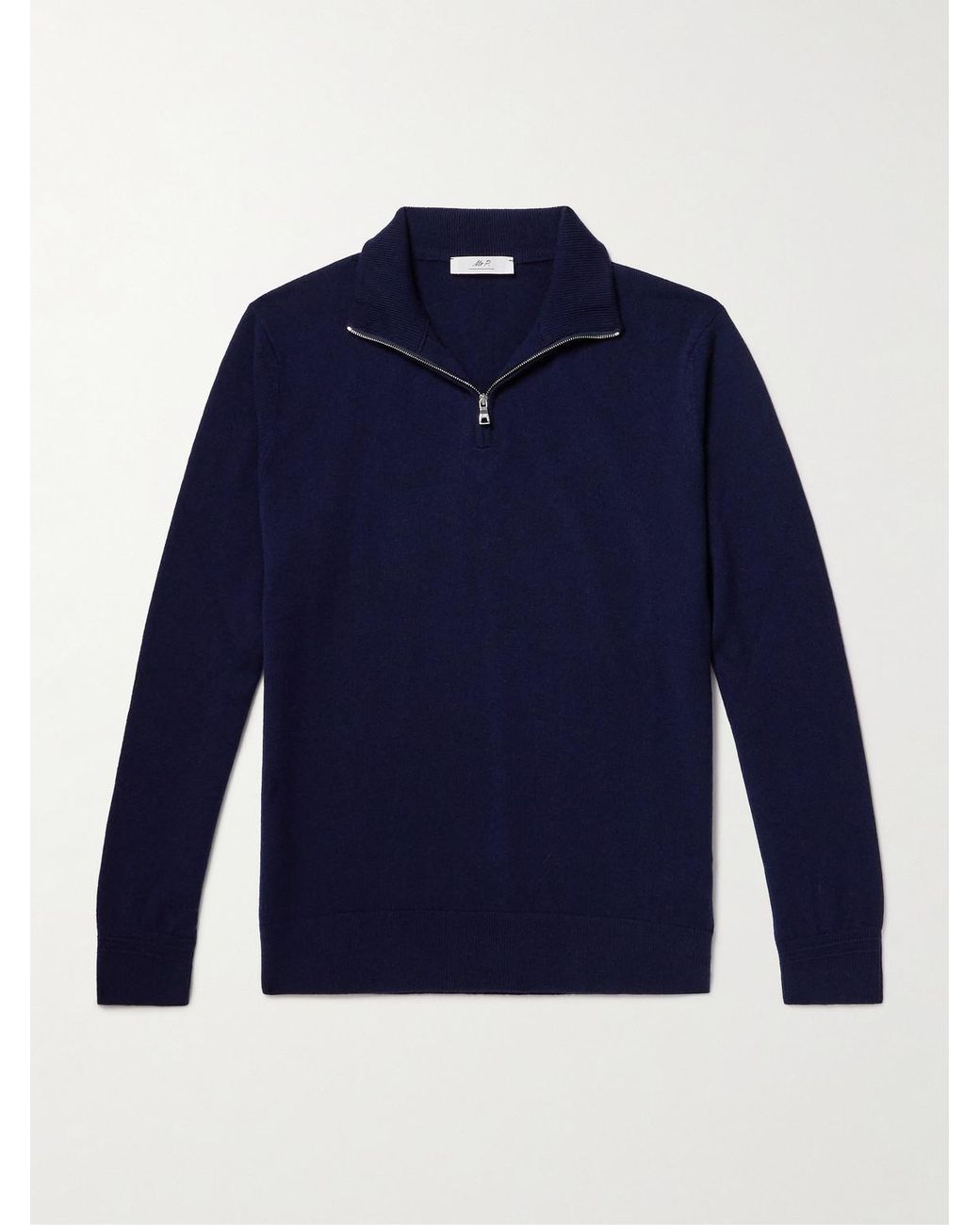 Mr P. Blue James Cashmere Half-Zip Sweater for men