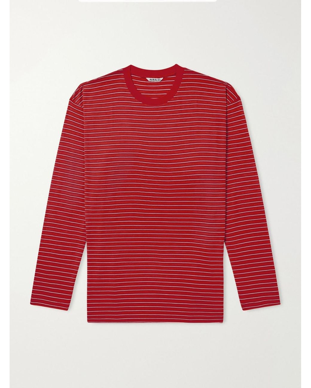 Auralee Red Striped Wool-Jersey T-Shirt for men