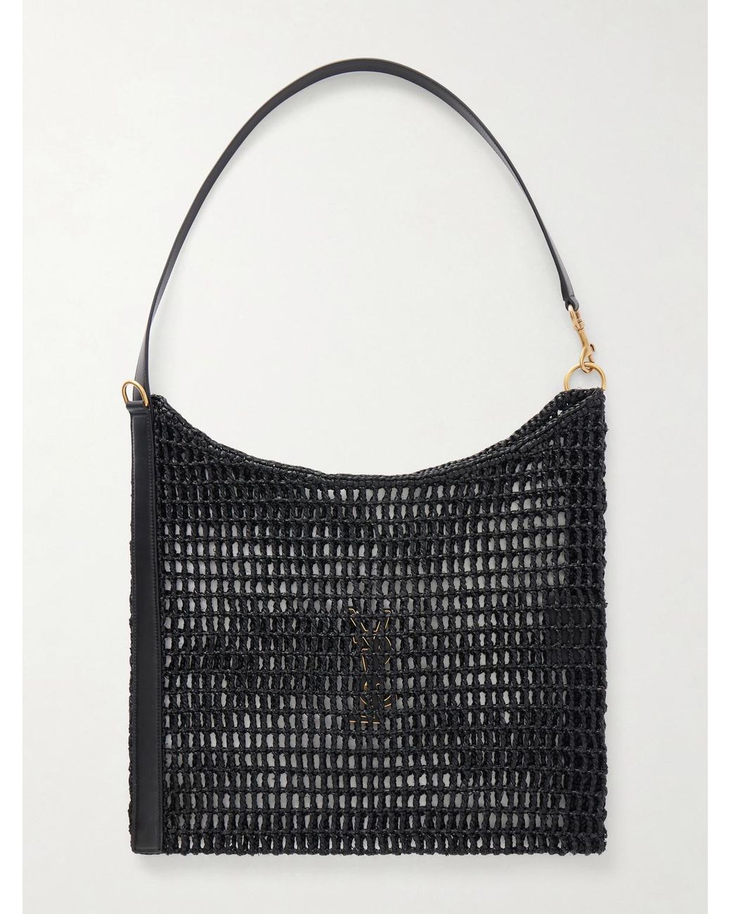 Saint Laurent Black Oxalis Leather-Trimmed Raffia Tote Bag for men