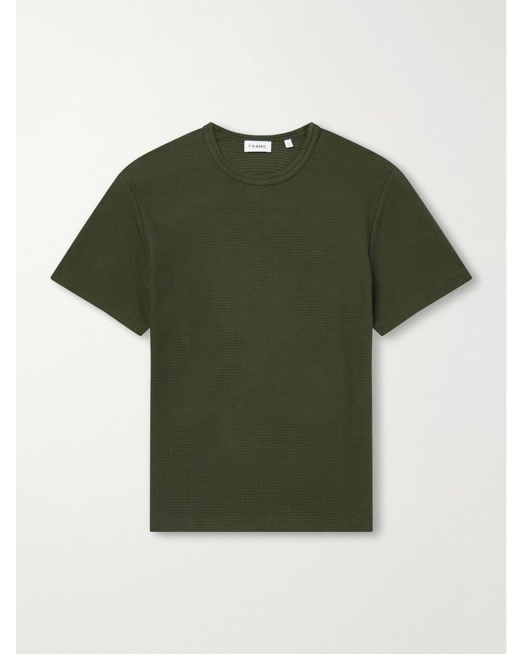 FRAME Green Cotton-Jacquard T-Shirt for men