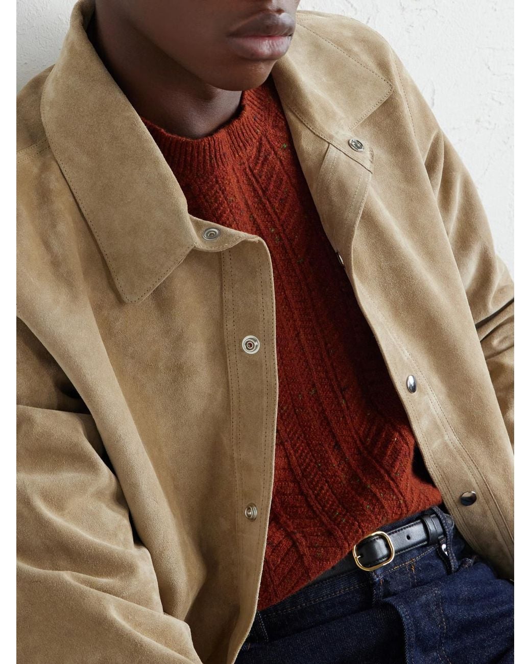 Inis Meáin Red Herringbone Merino Wool And Cashmere-Blend Sweater for men