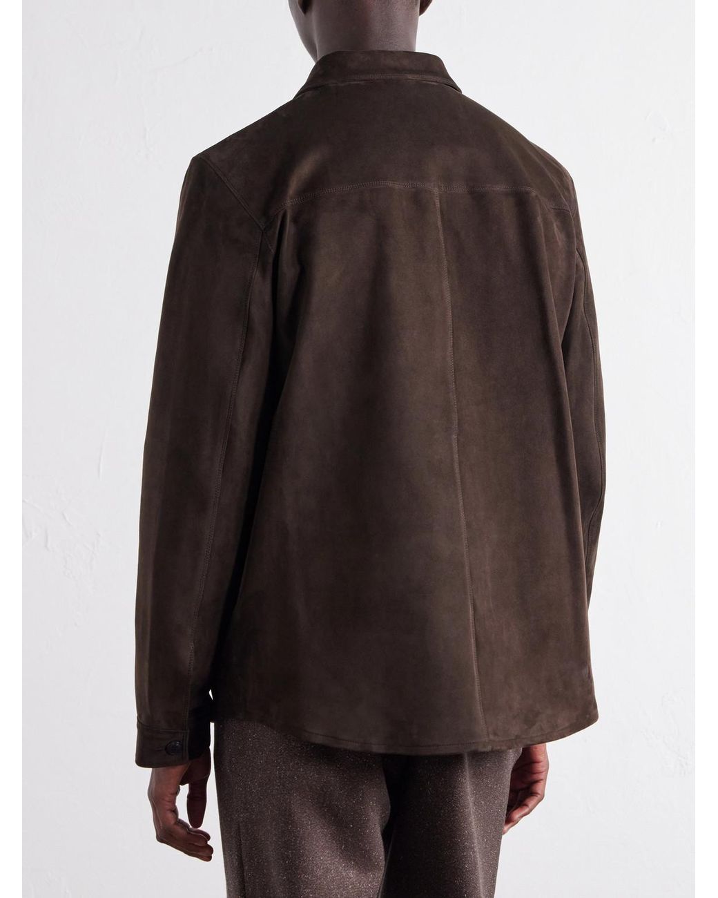 Sunspel Brown Suede Overshirt for men