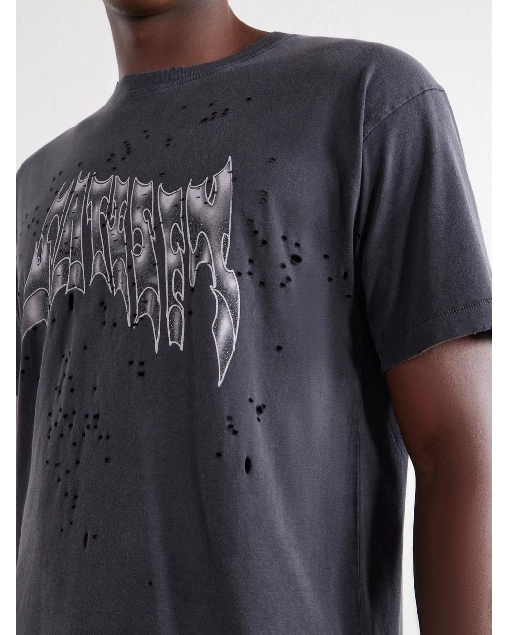 Satisfy Blue Logo-Print Distressed Mothtech Cotton-Jersey T-Shirt for men