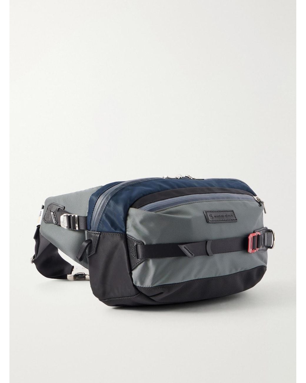 Master Piece Blue Leather-Trimmed Cordura Twill Belt Bag for men