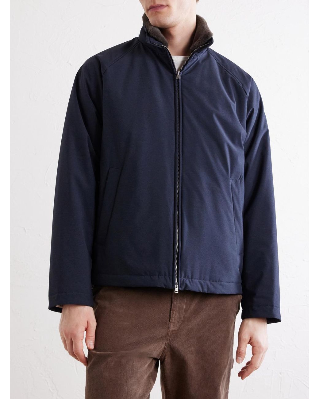 Herno Blue Faux Fur Trimmed Bomber Jacket for men