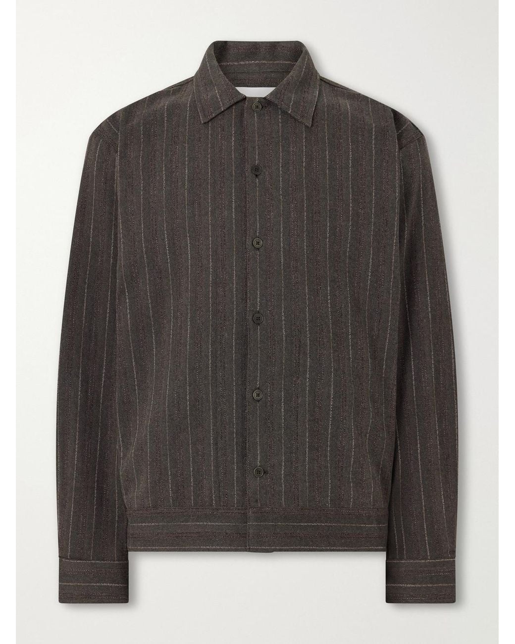NN07 Gray Reed 50091 Striped Cotton-Blend Overshirt for men