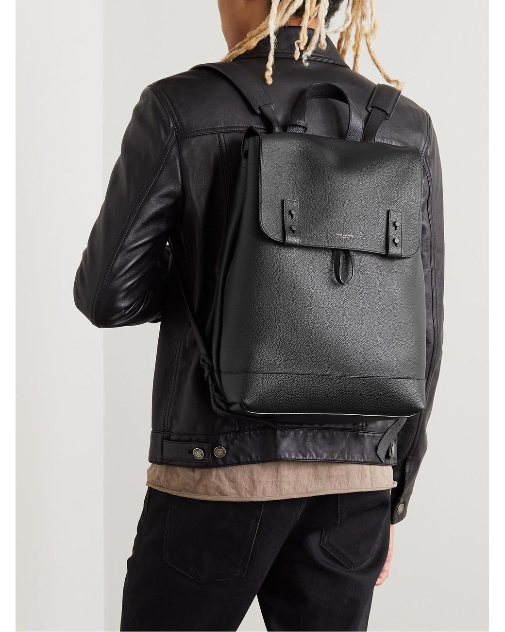 Saint Laurent Sac de Jour Backpack in Grained Leather - Black