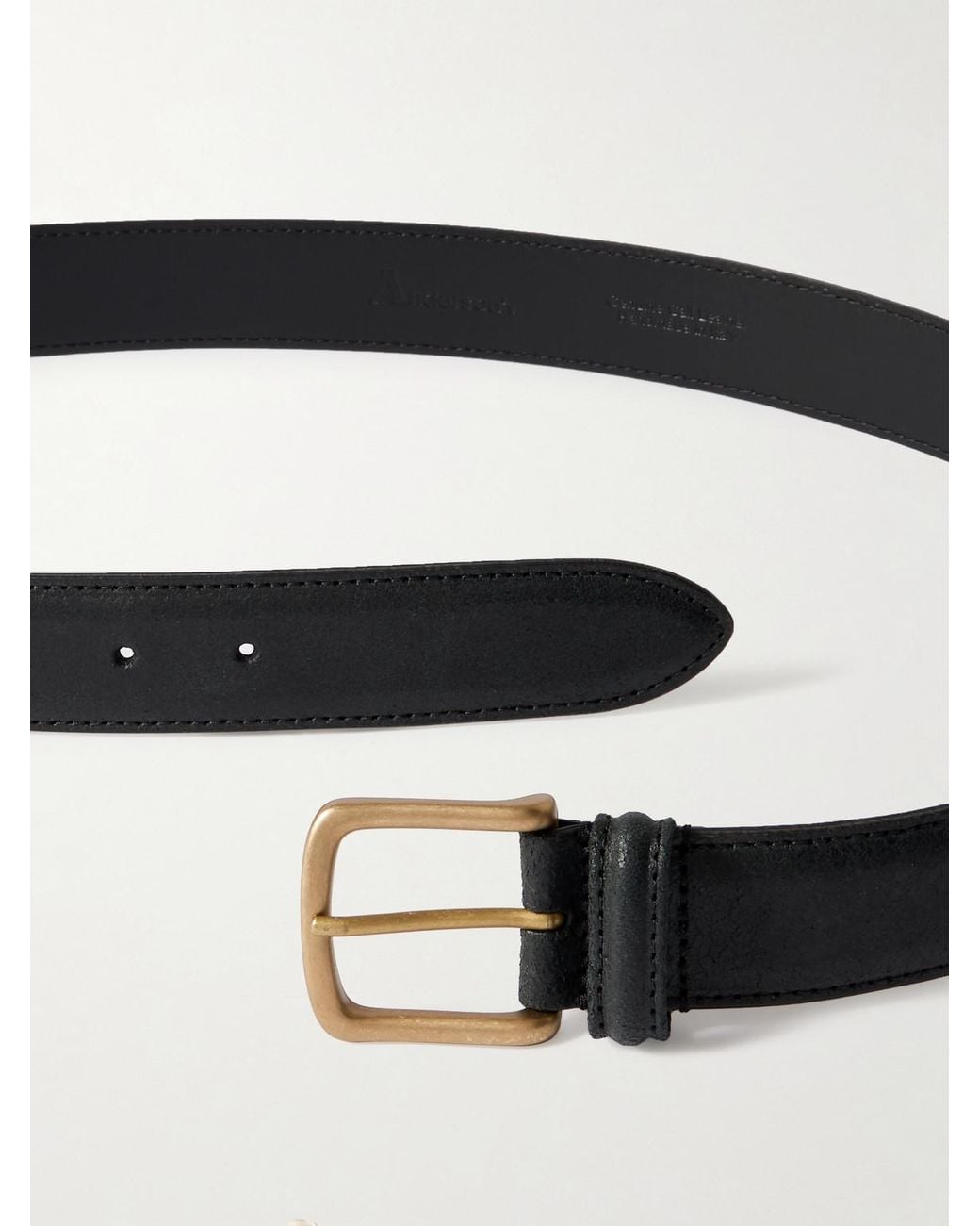 3.5Cm Leather Belt di Andersons in Black da Uomo