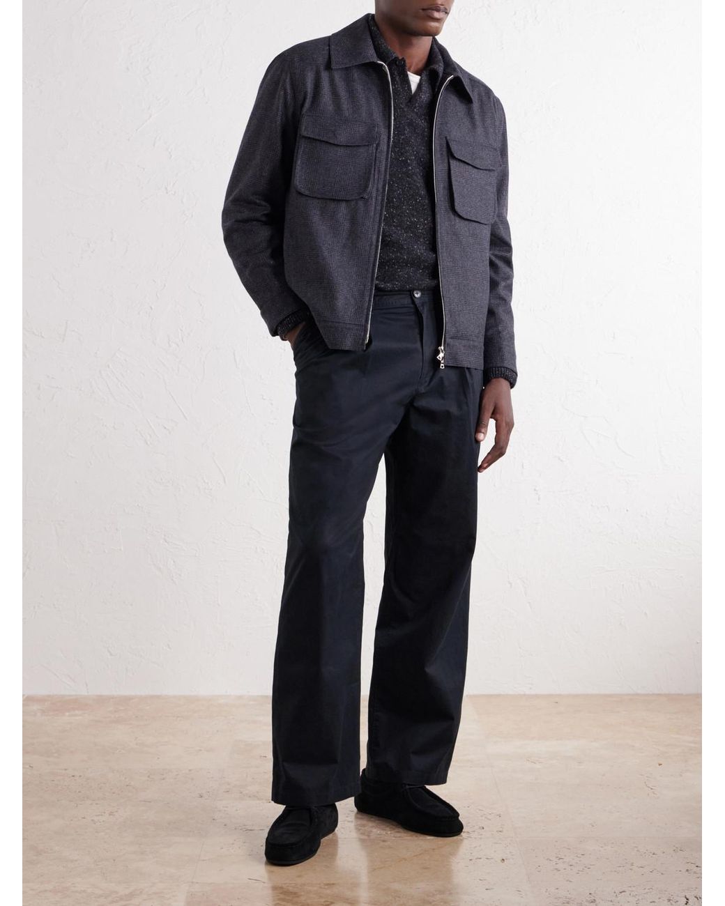 De Bonne Facture Black Student Prince Of Wales Wool-Flannel Jacket for men