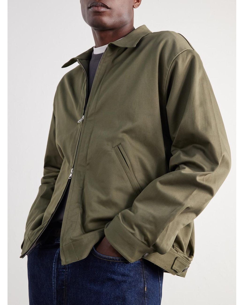 NN07 Green Petrus 1420 Organic Stretch-cotton Satin Jacket for men