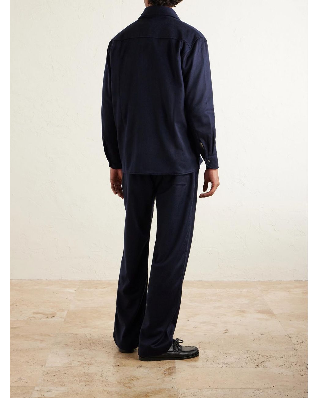 Saman Amel Blue Cashmere Shirt Jacket for men