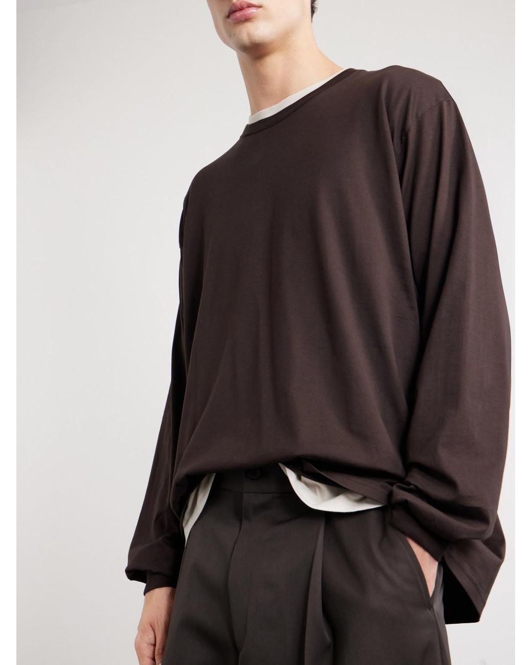 Ssstein Brown Suvin Cotton-Jersey T-Shirt for men